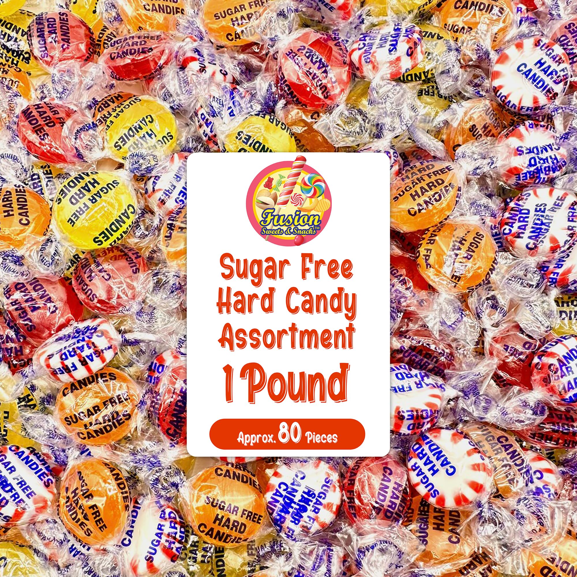 Fusion Sweets sugarfree hard candy assortment bulk bag for on-the-go snacking.