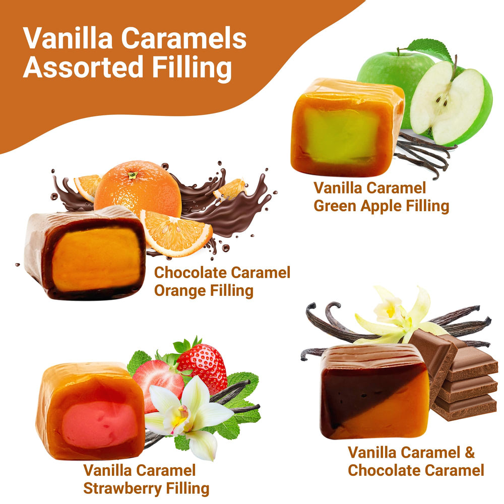 Fusion Sweets Vanilla Caramel Bite, portable and shareable snack option.