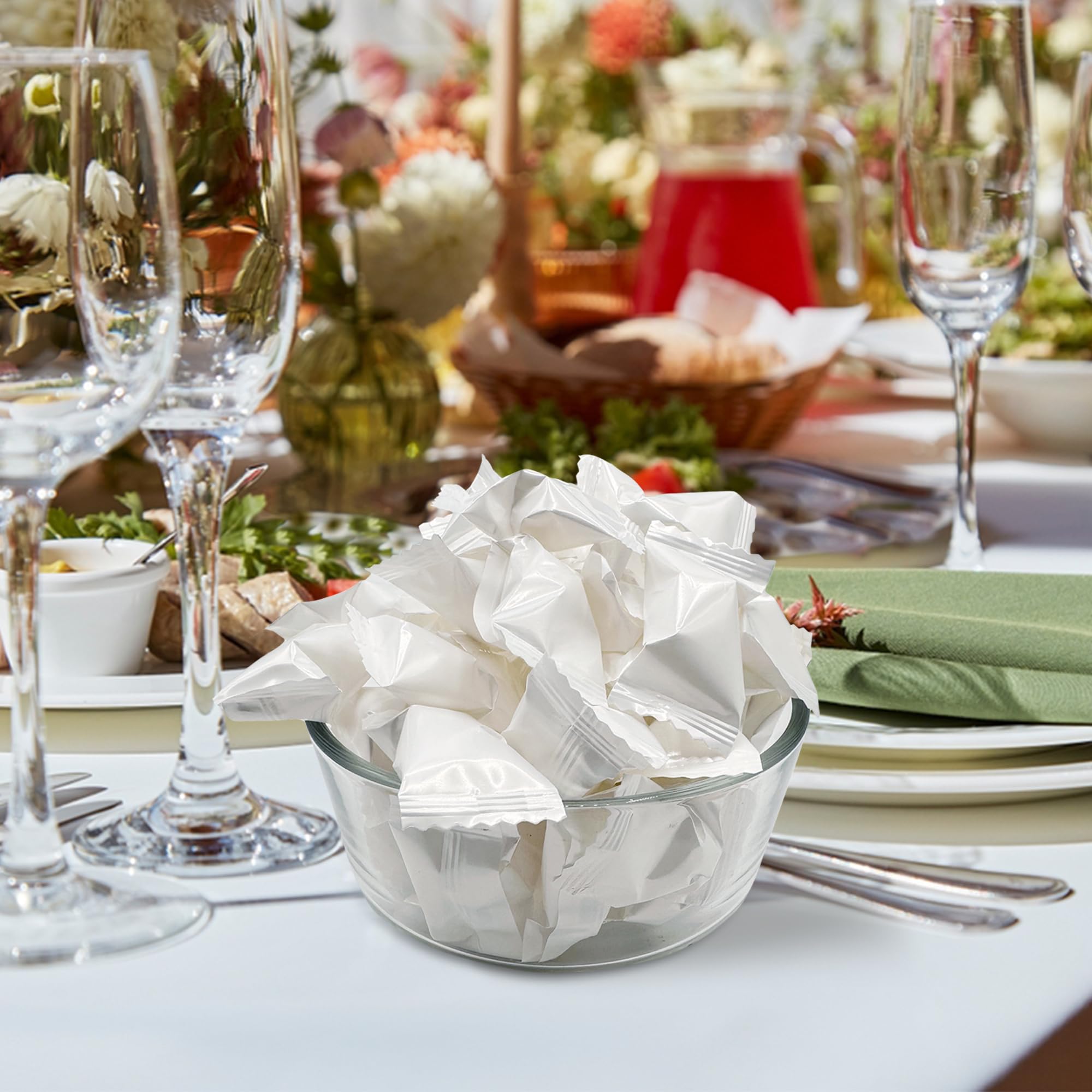 Fusion Sweets White Buttermints reception setup as a centerpiece option