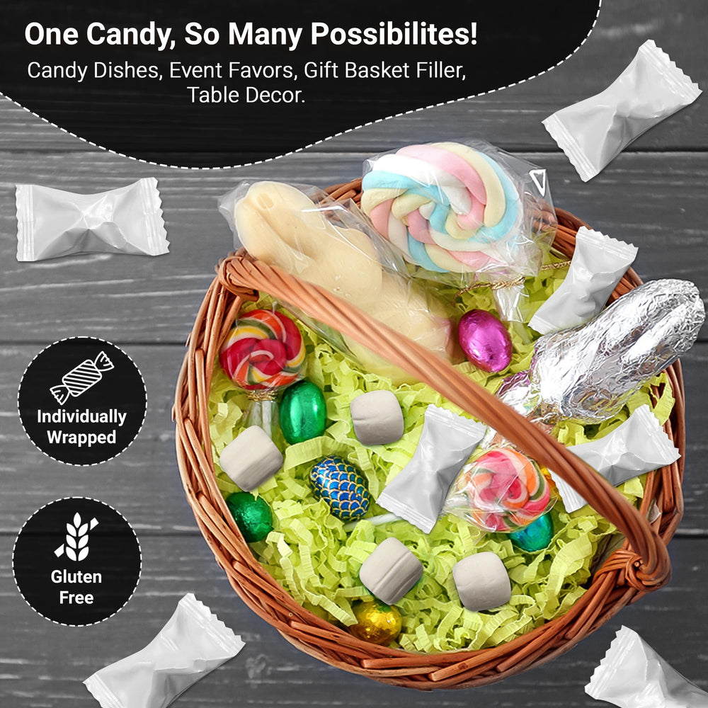 Fusion Sweets White Buttermints wrapped in white foil for a polished look