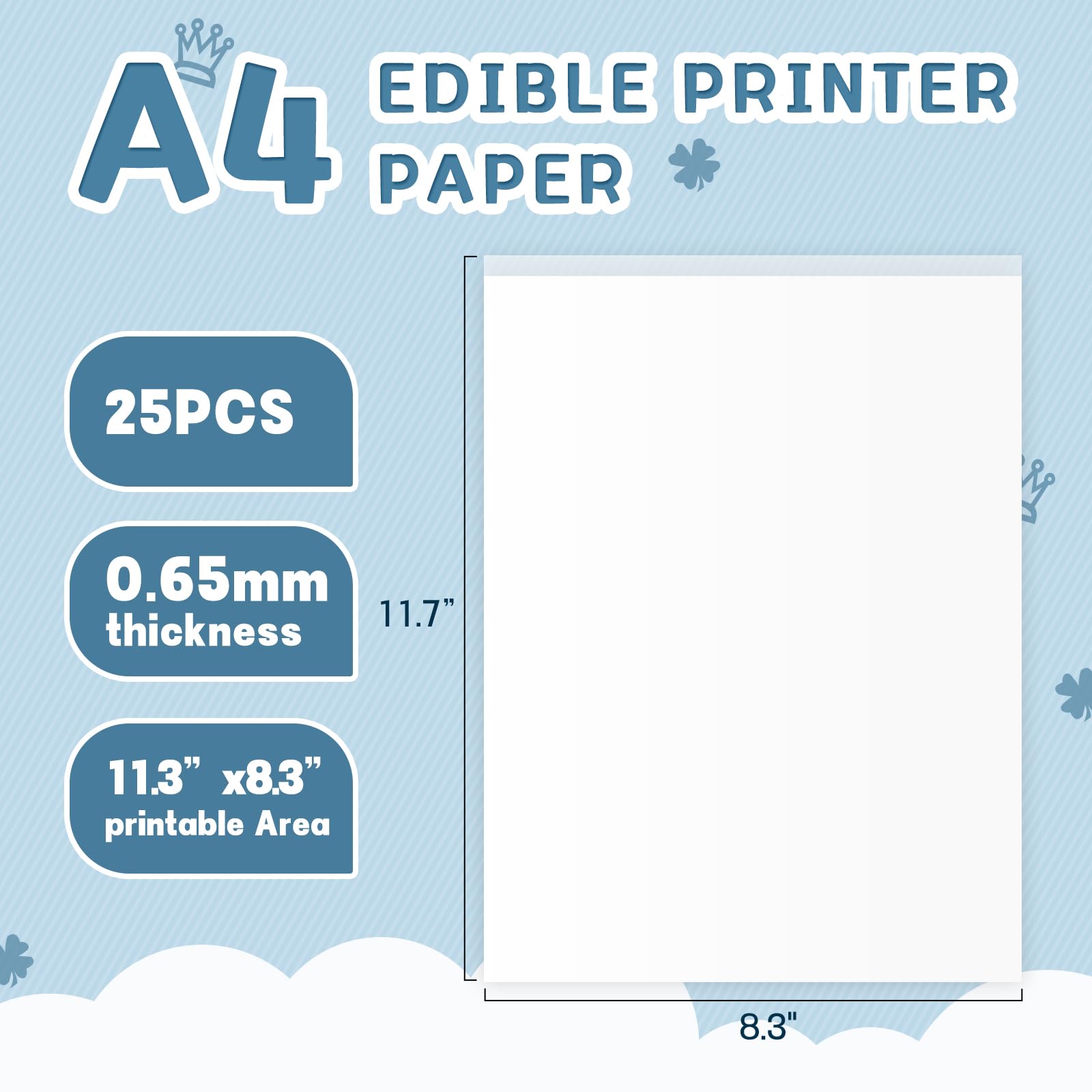 FUTEBO frosting sheets A4 print area for detailed cupcake designs.