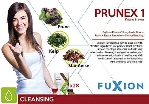 FuXion Prunex1 tea bag in hot water promotes gentle relief.