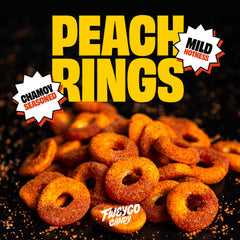 Fweygo Tajin spice dusted peach rings offer a bold snack option