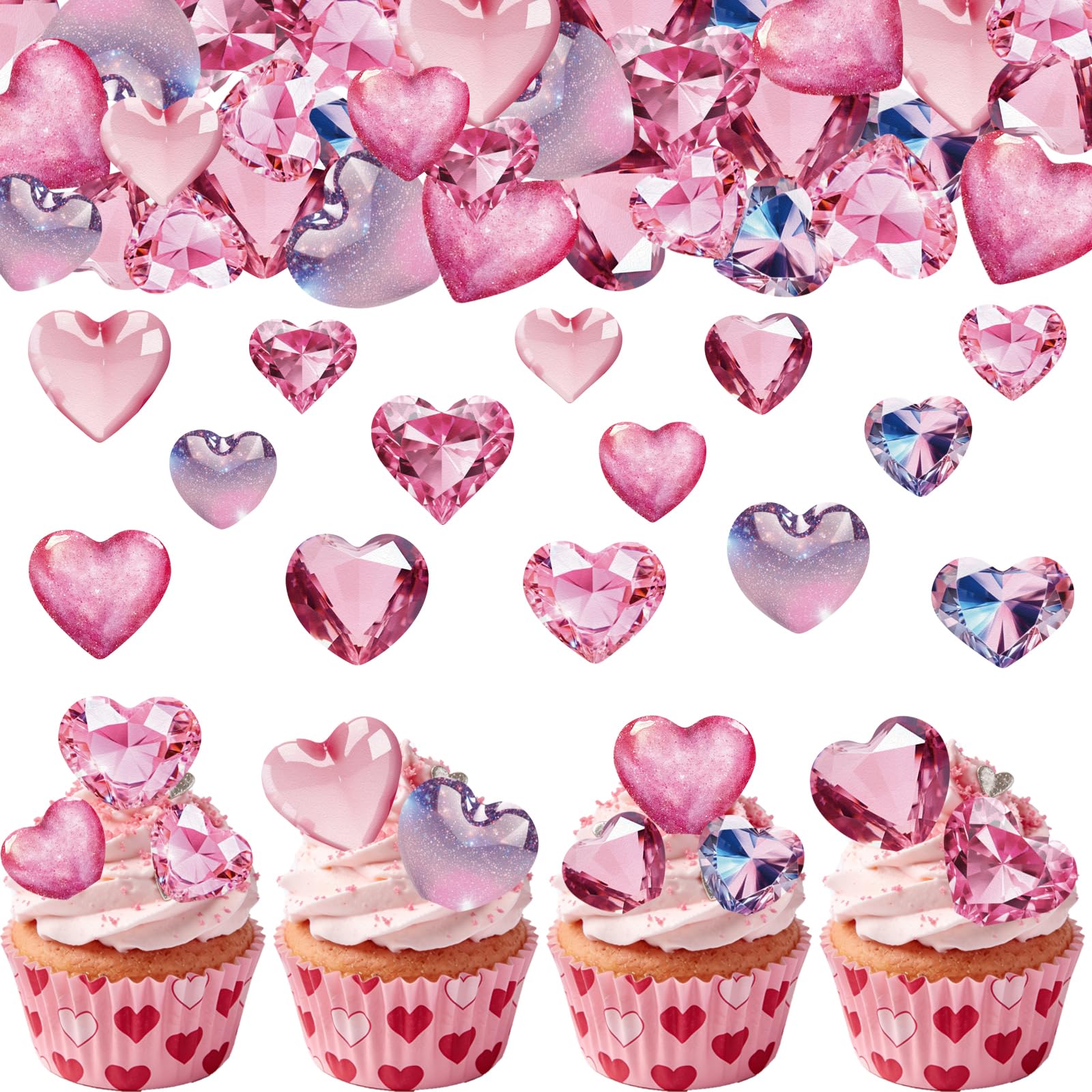 Fyeoxle 56pcs edible valentines toppers boxed for easy cake decoration.