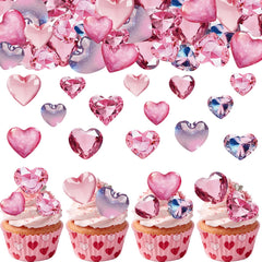 Fyeoxle 56pcs edible valentines toppers boxed for easy cake decoration.