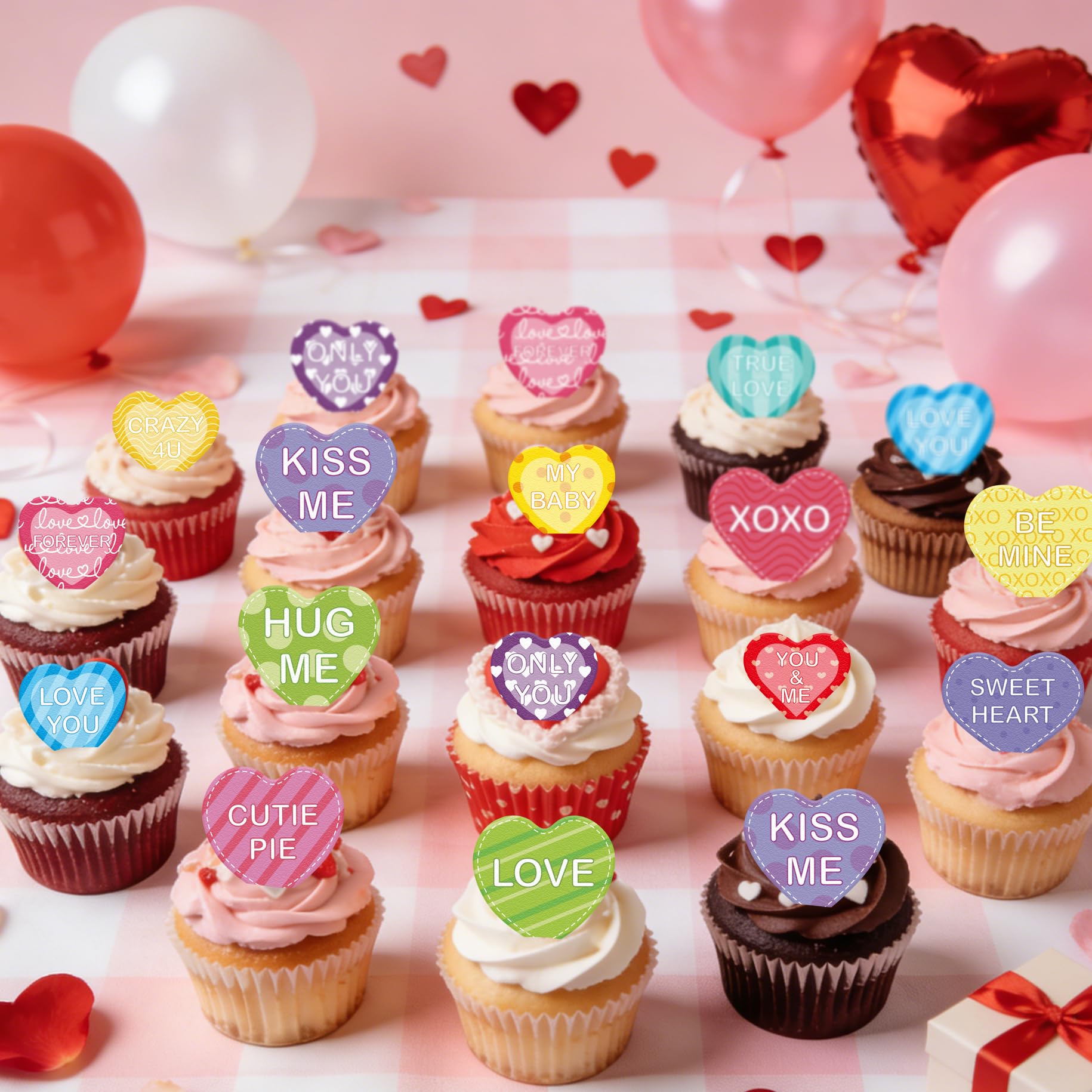 Fyeoxle be mine heart picks decorate cupcakes elegantly.