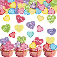 Fyeoxle edible heart cupcake toppers for Valentine treats.