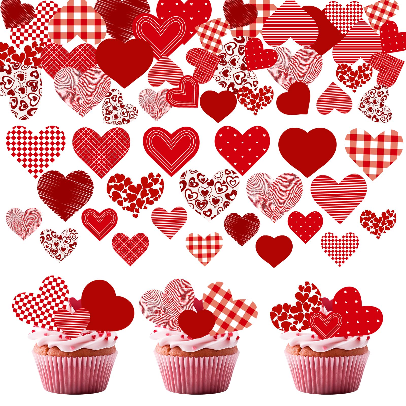 Fyeoxle edible heart toppers box add a classy Valentine party cake decoration.
