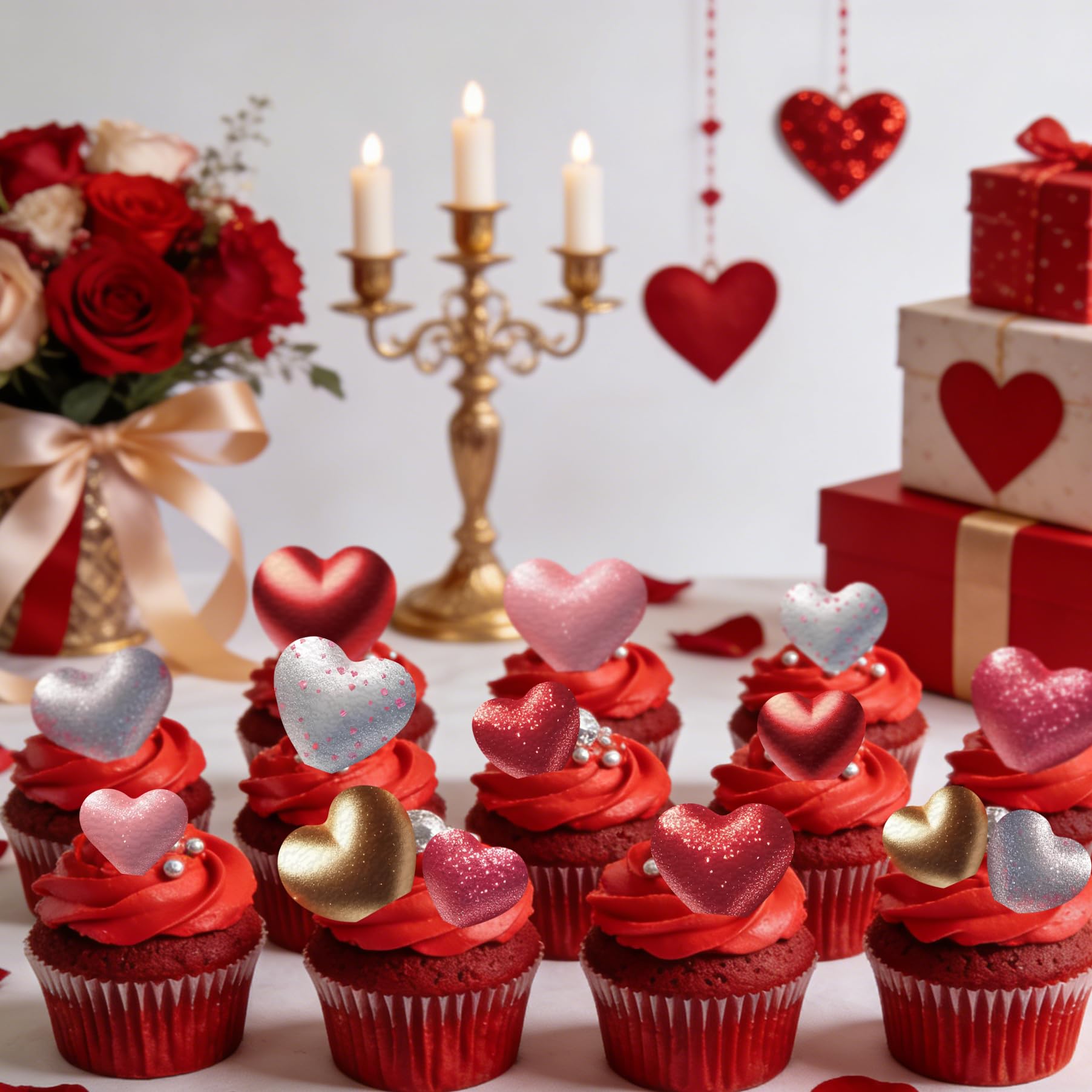 Fyeoxle heart toppers for anniversaries, baby showers, romantic events.