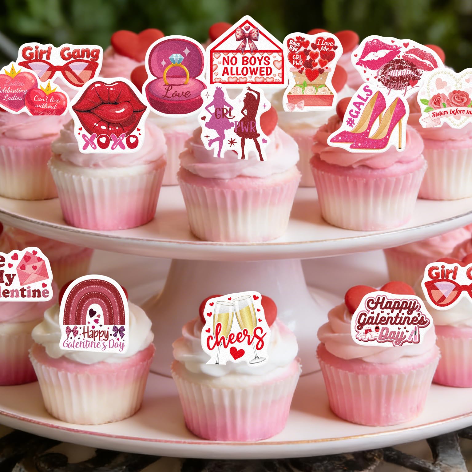 Sixty edible toppers in a box for quick party styling by Fyeoxle.