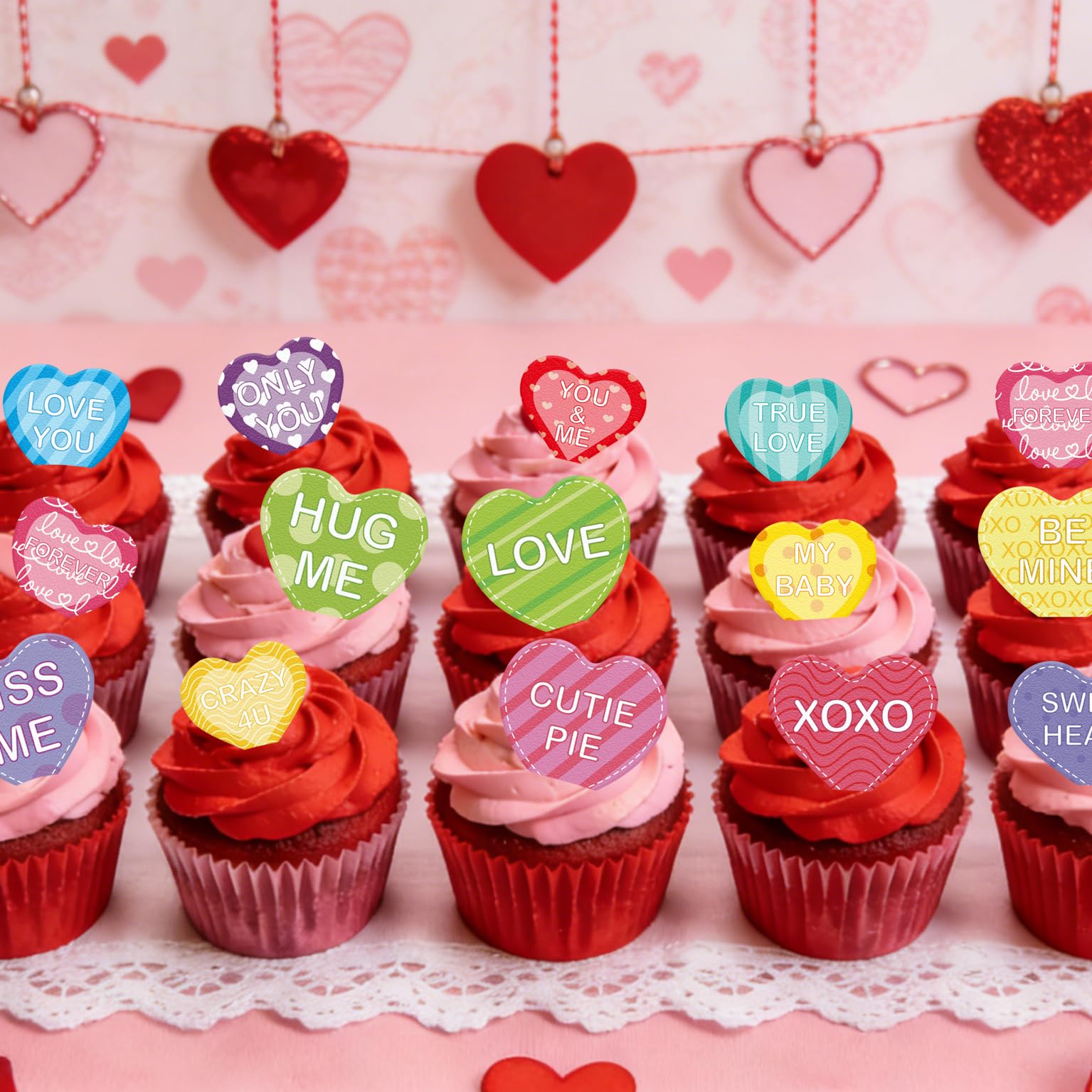 Fyeoxle Valentines Day toppers perfect for party desserts.