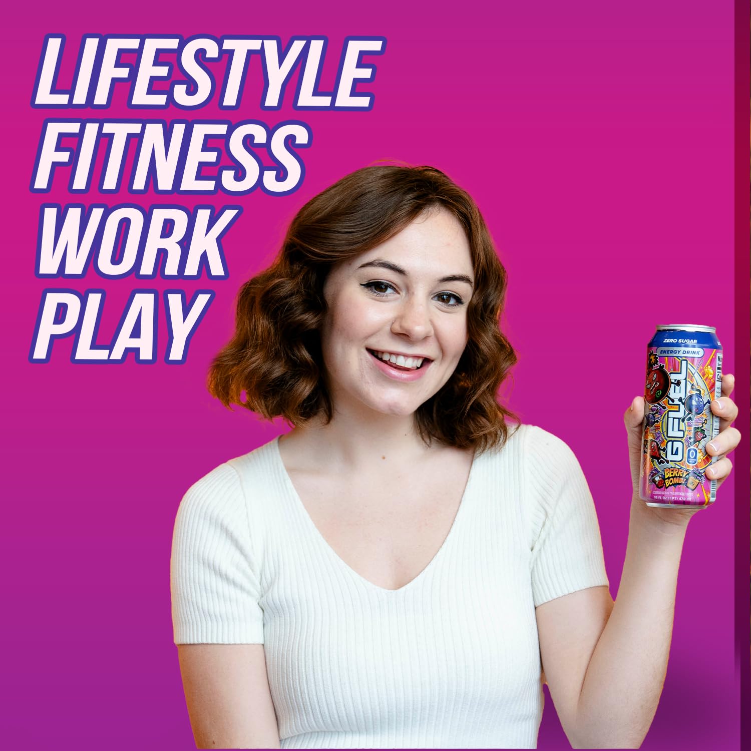 G Fuel Berry Bomb brand logo emphasizes clean energy choice