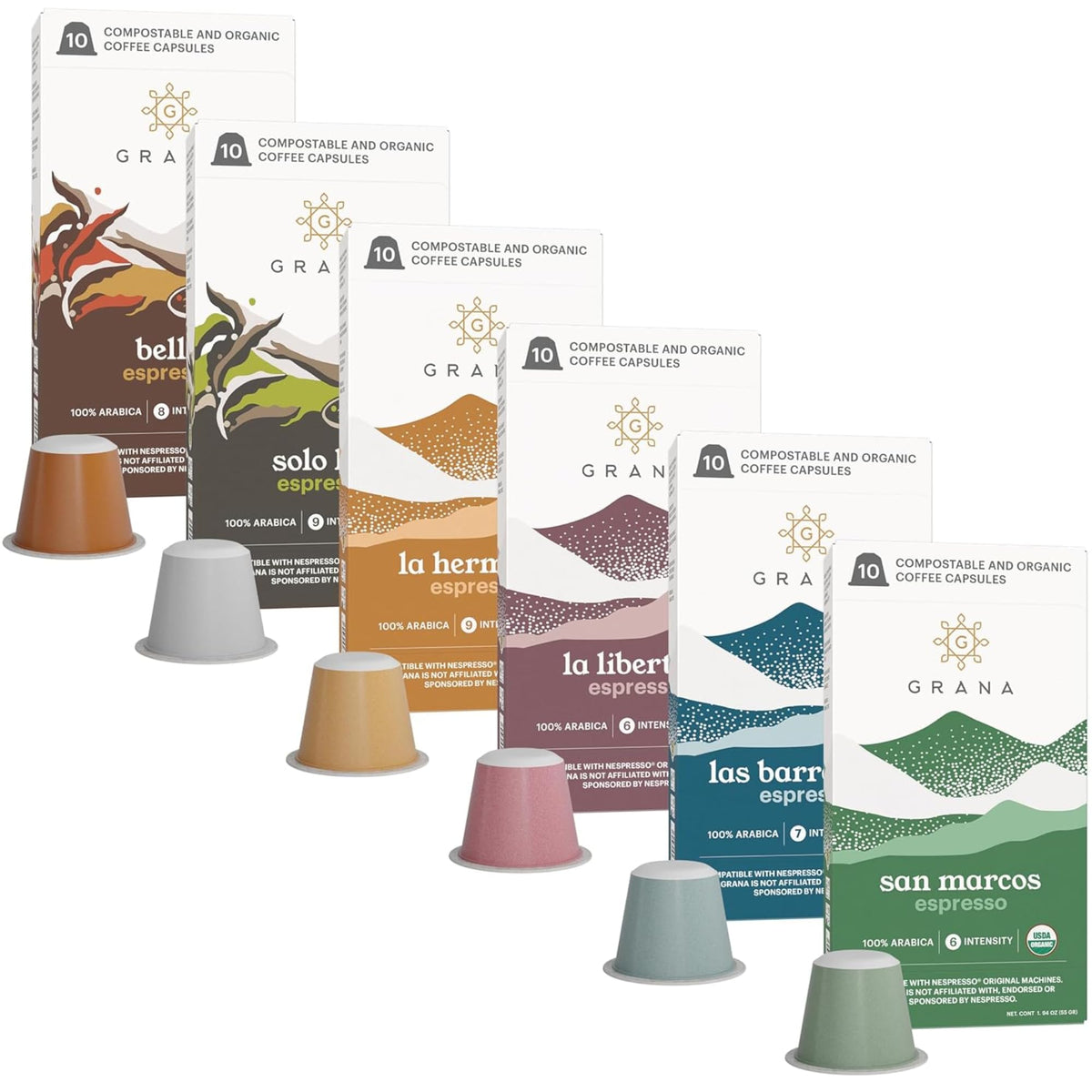 G Grana coffee pods in OriginalLine packaging for quick espresso at home.