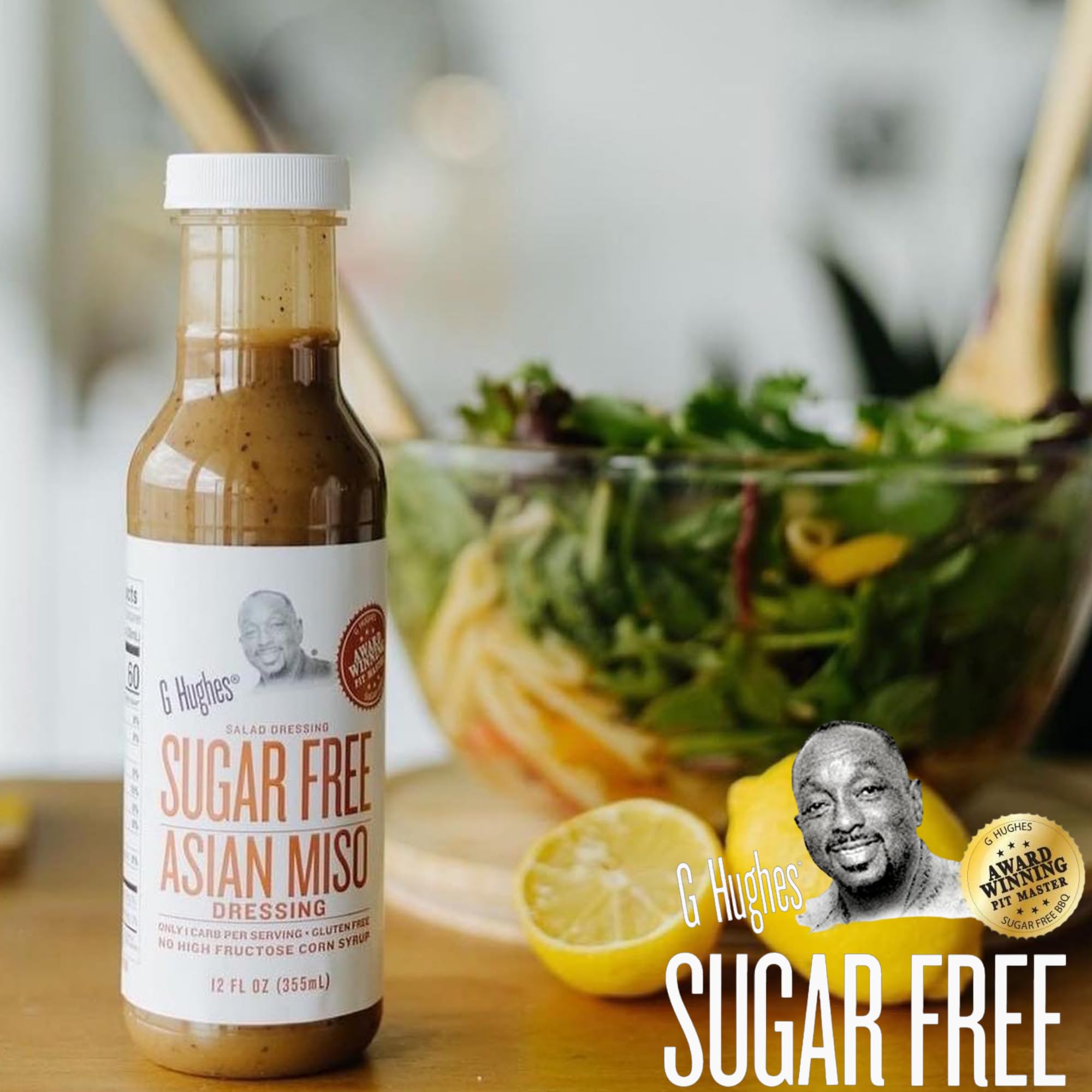 G Hughes Asian Miso Dressing back-label close-up for quick shopping decision