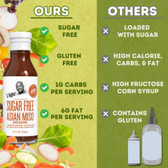 G Hughes Asian Miso Dressing label close-up showing gluten-free and sugar-free credentials