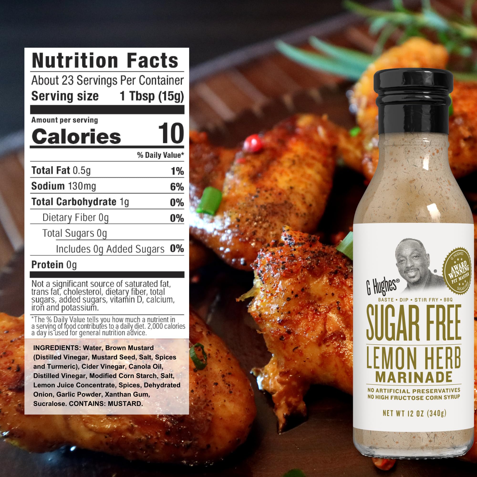 G Hughes Three Flavors display showcasing lemon herb, teriyaki, orange ginger