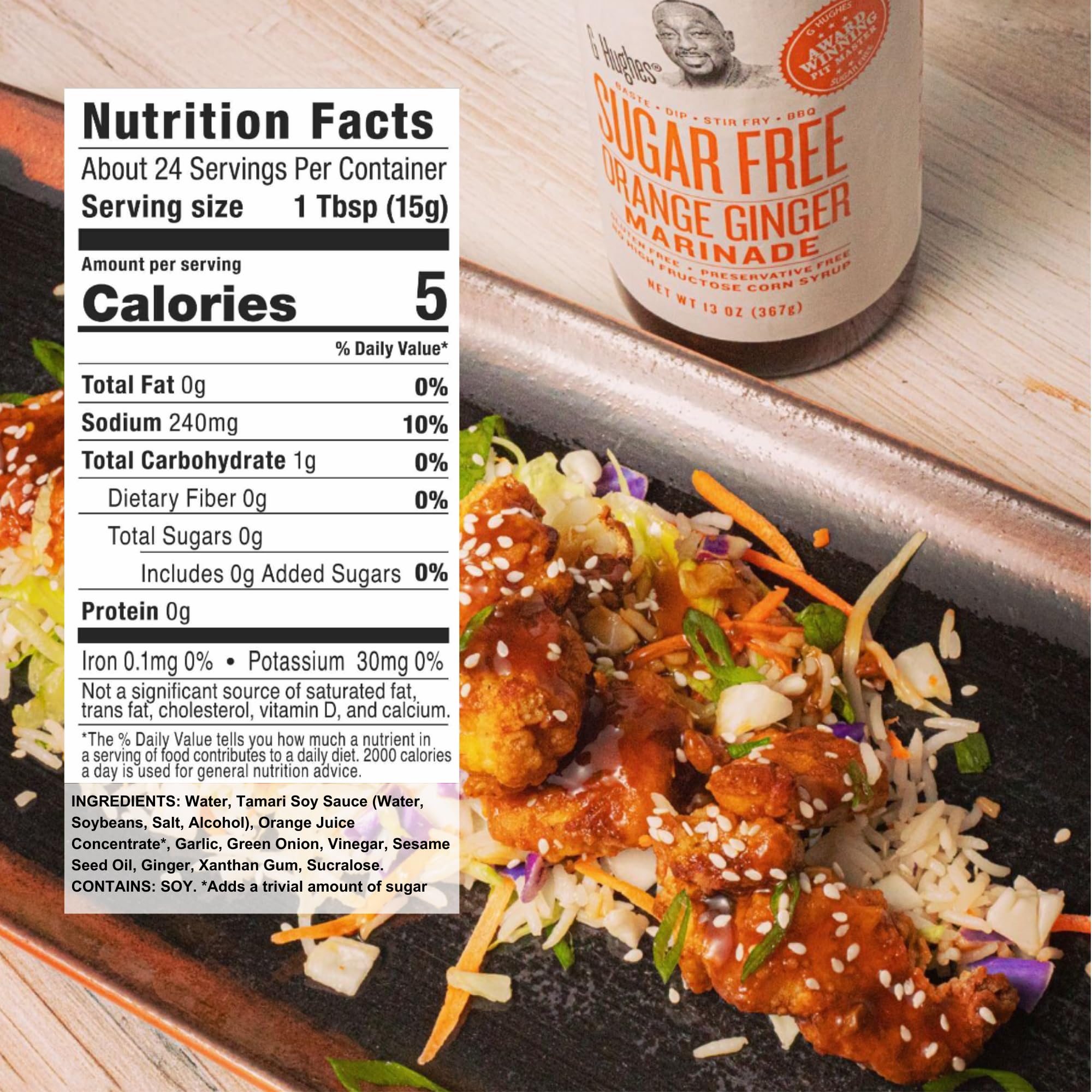 G Hughes Orange Ginger bottle for zesty, low-sugar flavoring