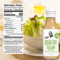 G Hughes Sugar-Free Balsamic Vinaigrette bottle on a colorful plate for bold finish