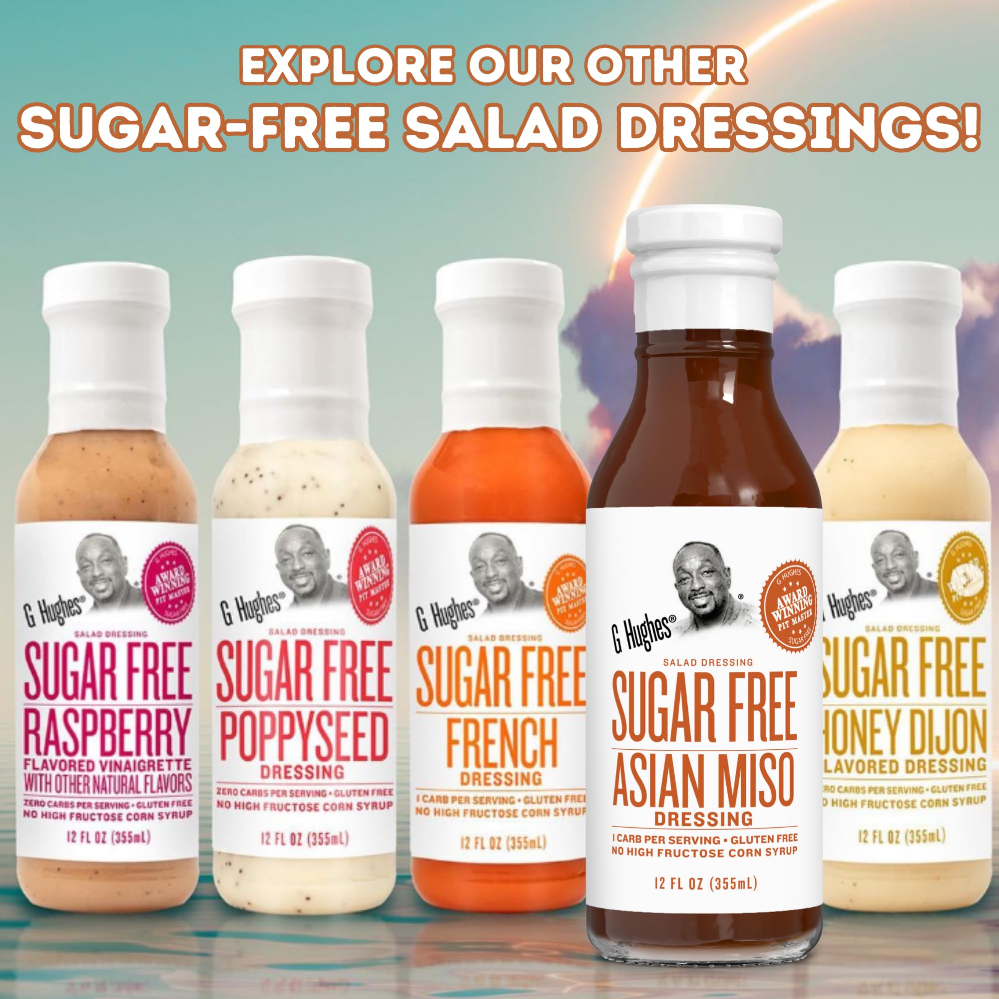 G Hughes Sugar Free Dressing cap close-up suggesting leak-free packaging