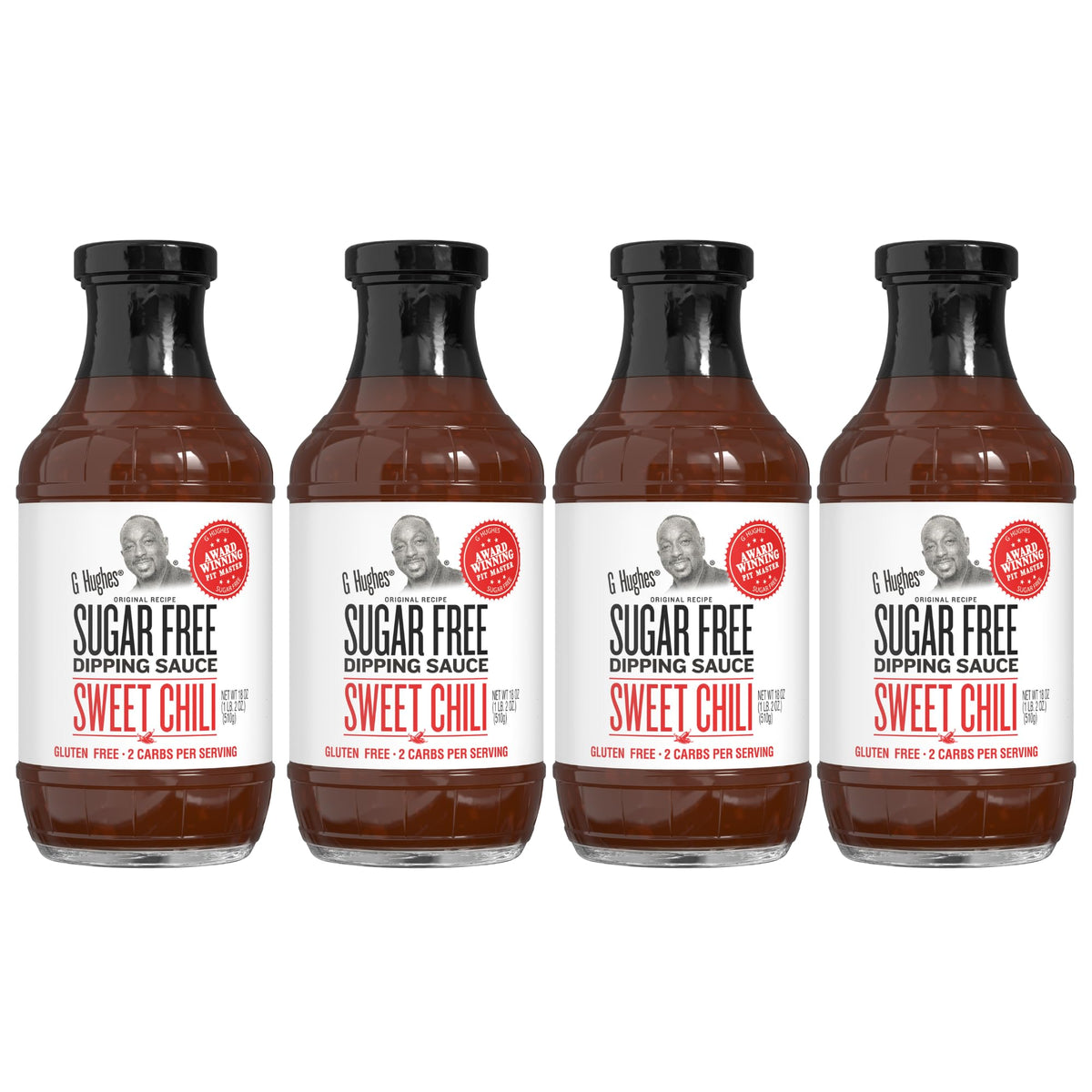 G Hughes sugar free sweet chili sauce bottle on shelf, ideal for low-sugar meals