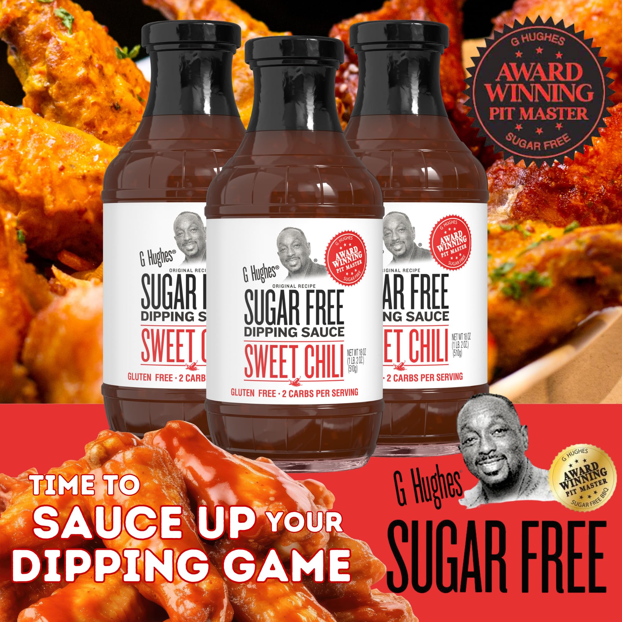 G Hughes sugar free sweet chili sauce gluten-free label signaling safe sauce choice