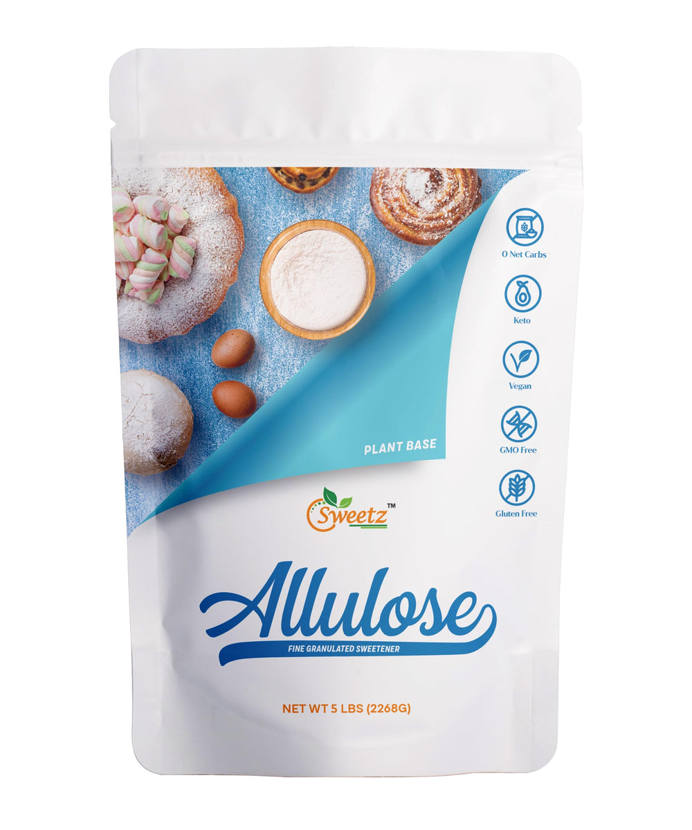 G-Sweetz Allulose bottle pouring for calorie-free sweetness in beverages.