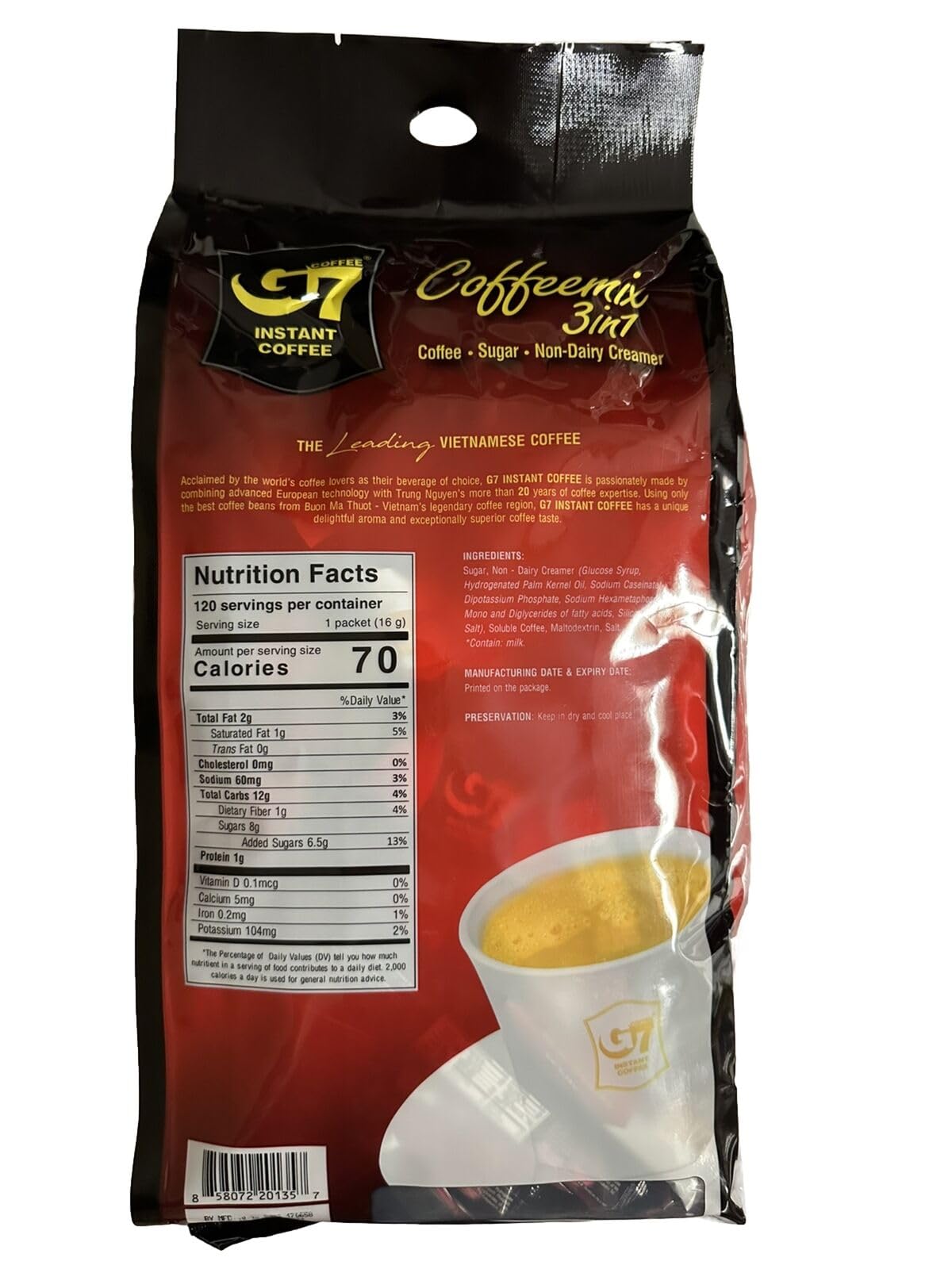 G7 instant coffee cup hot brew showcasing rich aroma and easy preparation.