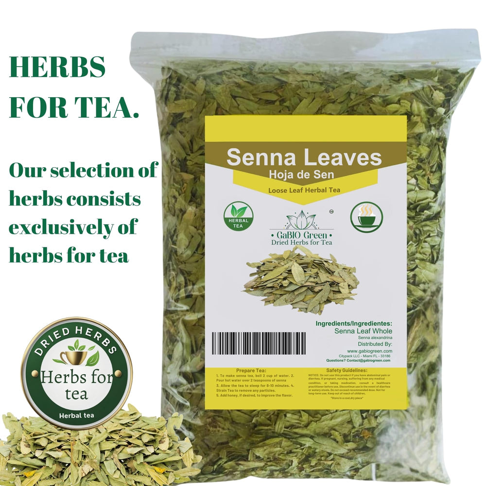 Gabio Green Senna leaves dried-cut-sifted format ready for easy tea infusion.