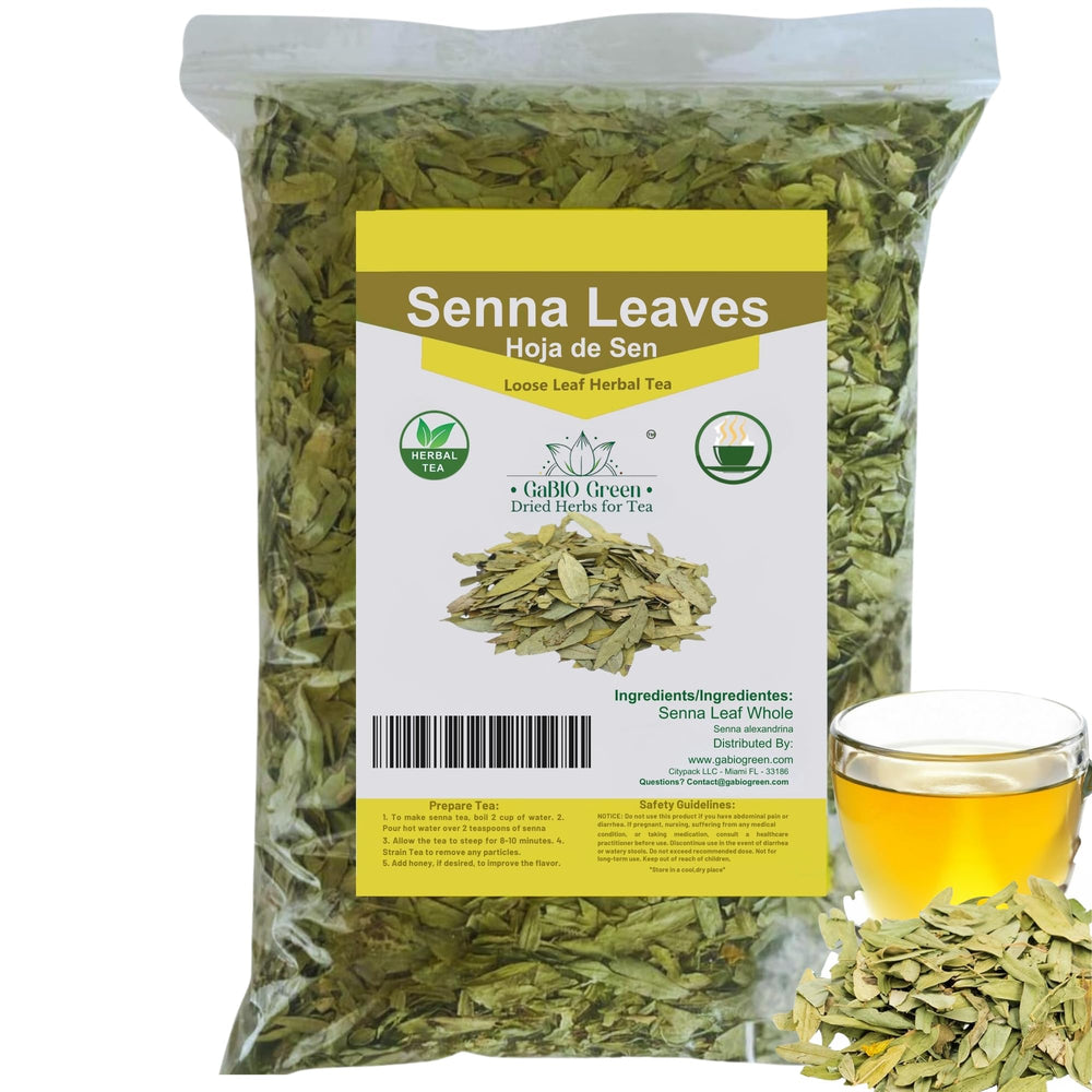 Gabio Green Senna leaves packaging resealable bag preserves aroma and freshness.