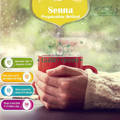 Gabio Green Senna leaves shown steeping, highlighting simple home brews.