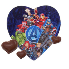 Galerie Avengers Valentines Tin with chocolates, ideal for sharing.