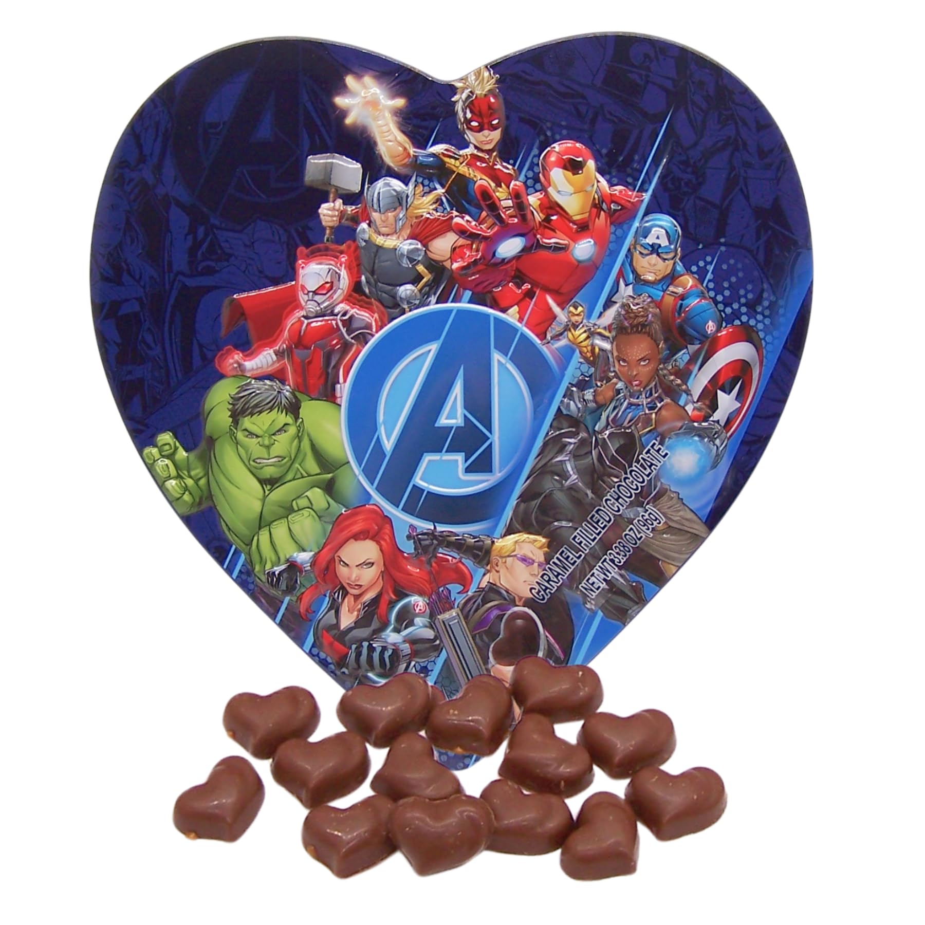 Galerie Avengers Valentines Tin showcases reusable container for keepsakes.