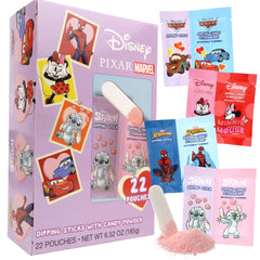 Galerie Disney candy dipping powder packaging highlights strawberry flavor and party-ready packaging.