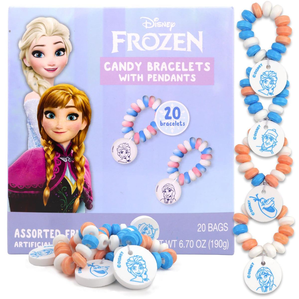 Galerie Disney Frozen candy bracelets pendants for playful party favors.