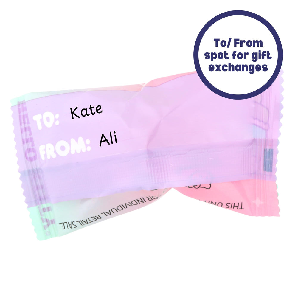 Colorful candy rings shown as birthday party favors or Valentine exchanges