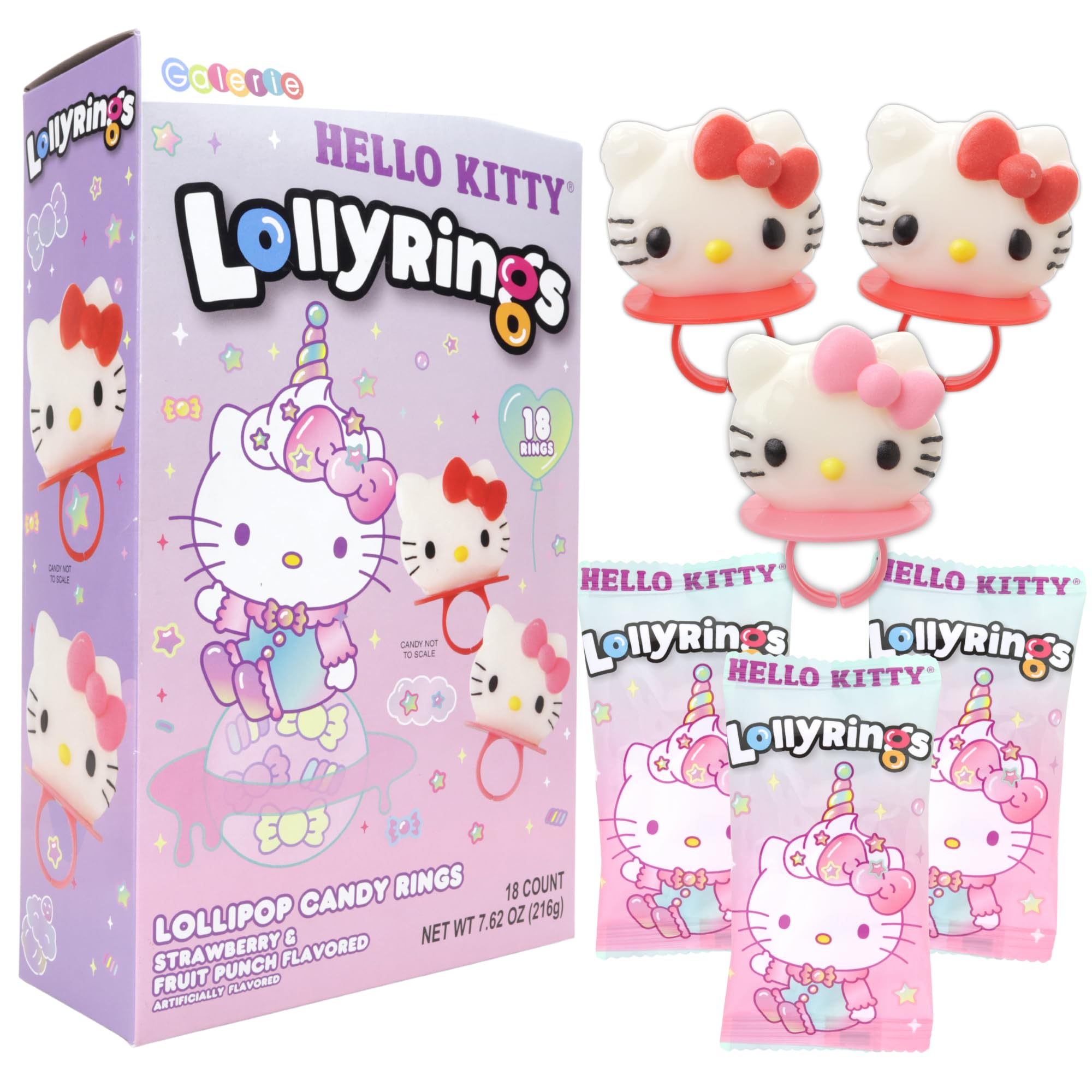 Galerie Hello Kitty lollipop rings in strawberry flavor ready for gifting and snacking