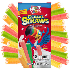 Galerie Kellogg's Froot Loops cereal straws in a box ready to share.