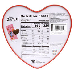 Galerie Lilo and Stitch Valentines Heart Box interior view revealing ten wrapped chocolates