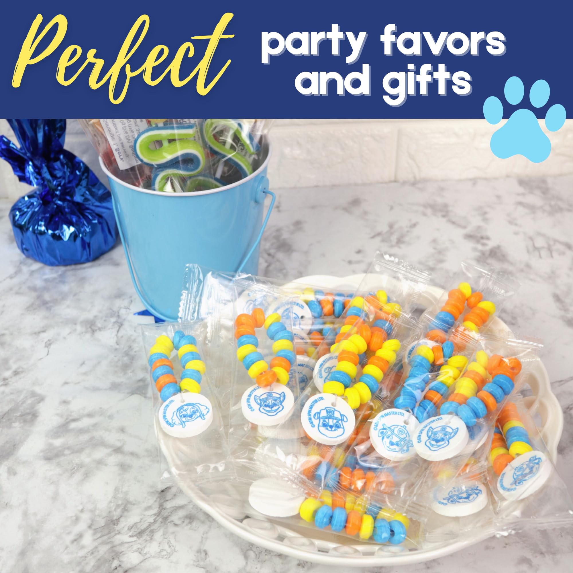 Galerie Paw Patrol candy bracelets 20-pack, perfect for party favors.