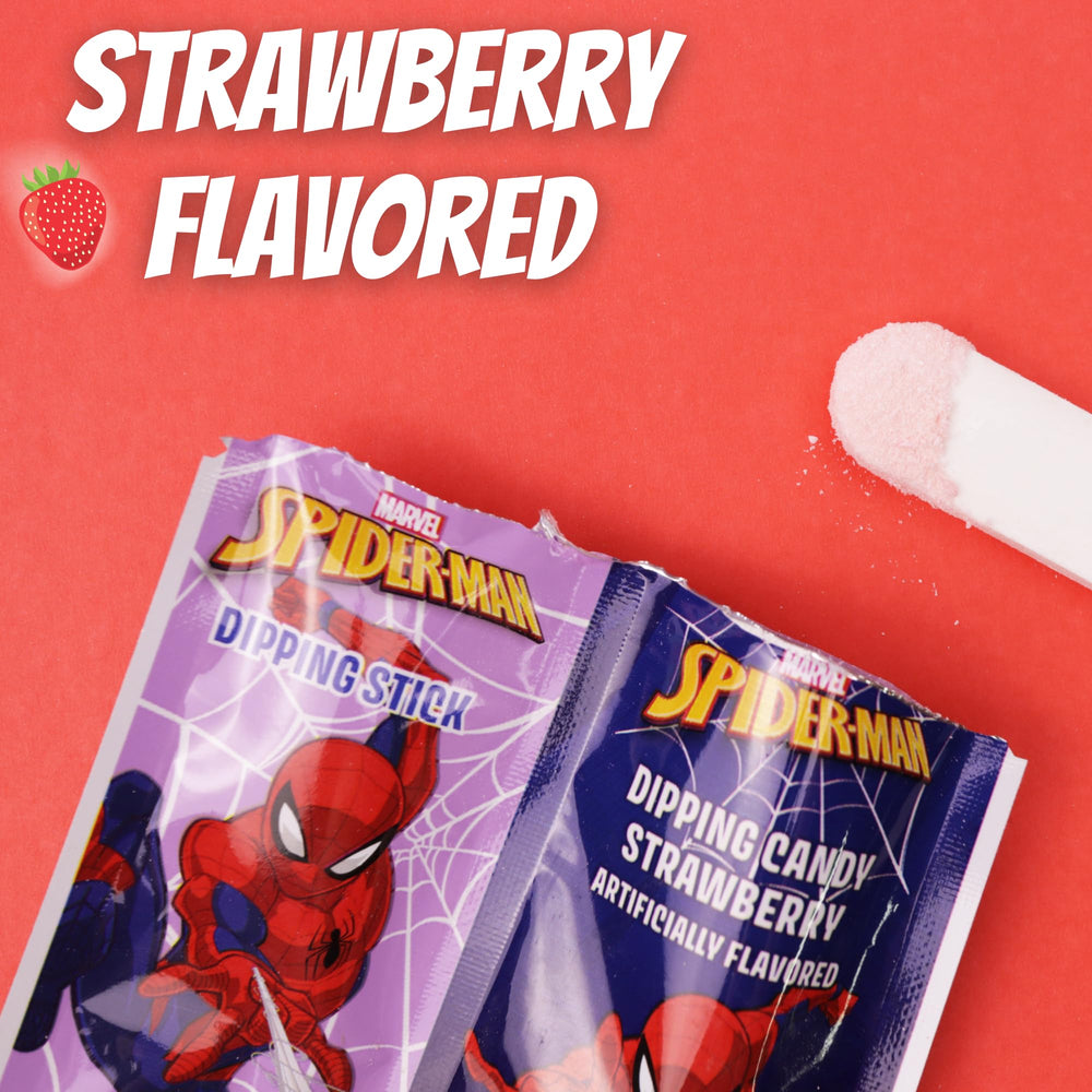 Galerie spiderman dipping sticks age warning, safety labels on display.