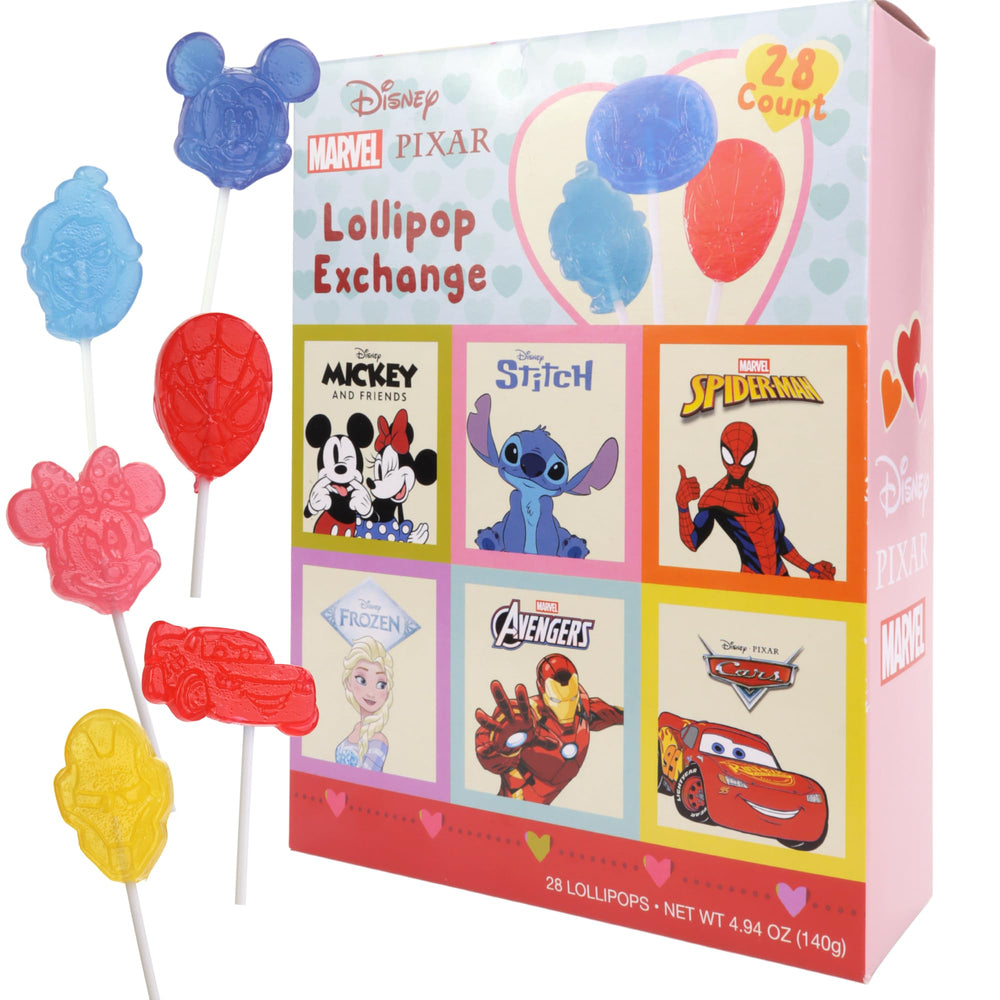 Galerie colorful character lollipops enhance themed candy collections.