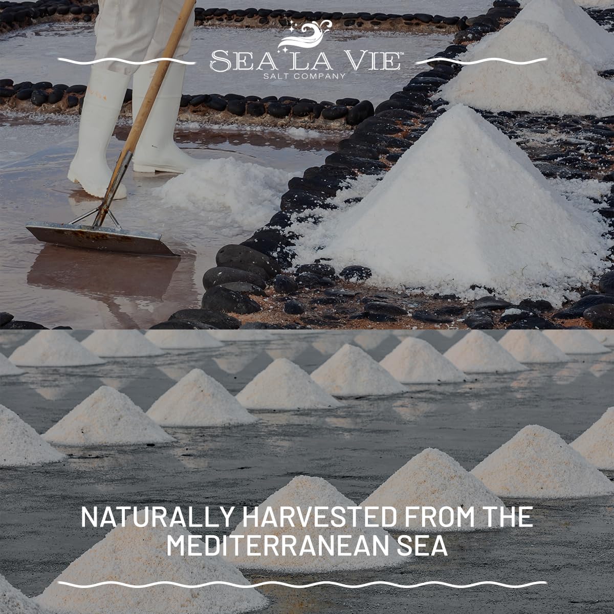Galil Sea La Vie salt flakes in a dish for finishing.