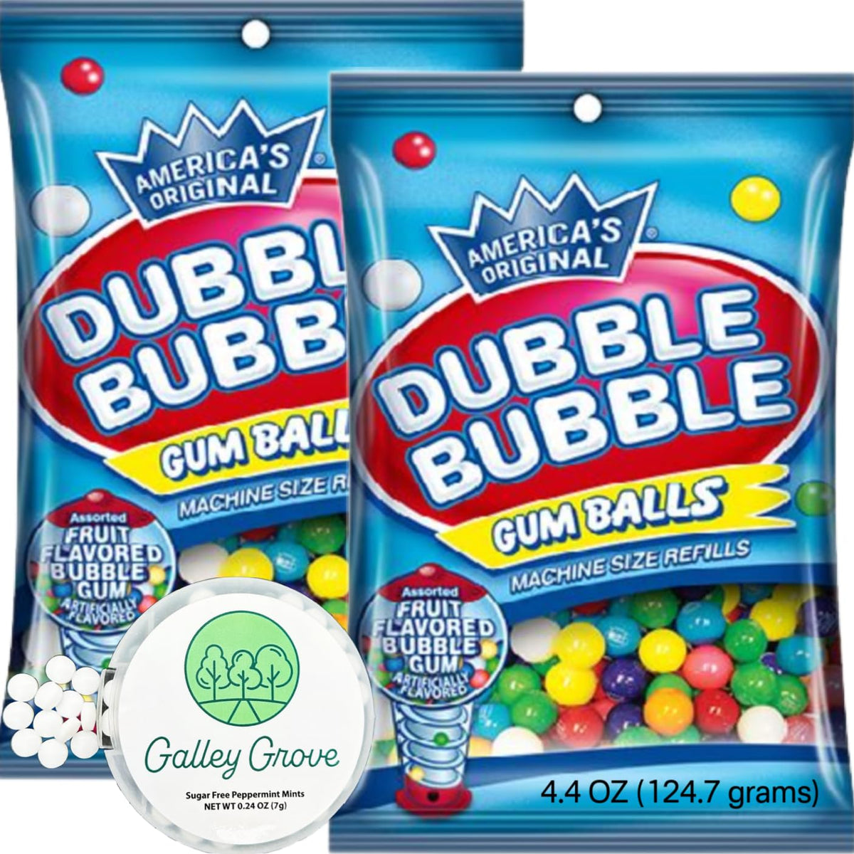 Galley Grove Dubble Bubble mini-refills bag of bright fruit gumballs for quick mini-machine fun