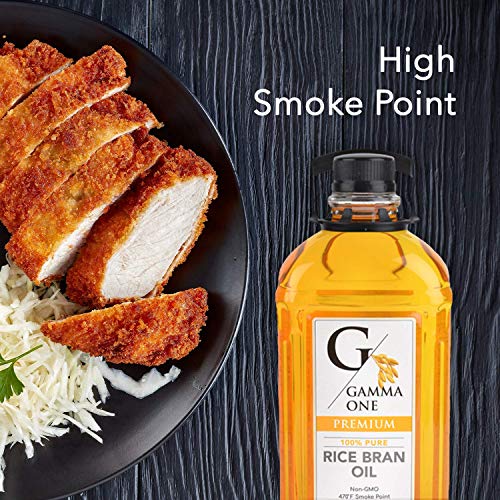 Gamma One Rice Bran Oil bottle label showing Non-GMO verification