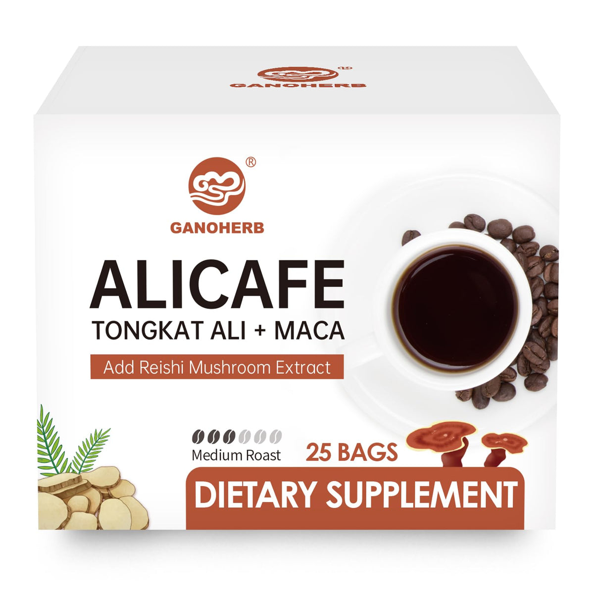 GANOHERB Maca Energy Coffee packet front for quick morning energy boost
