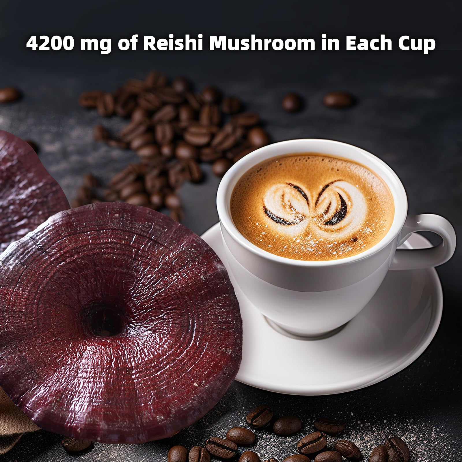 GANOHERB reishi extract blend on the label suggesting mood-friendly, calming notes.