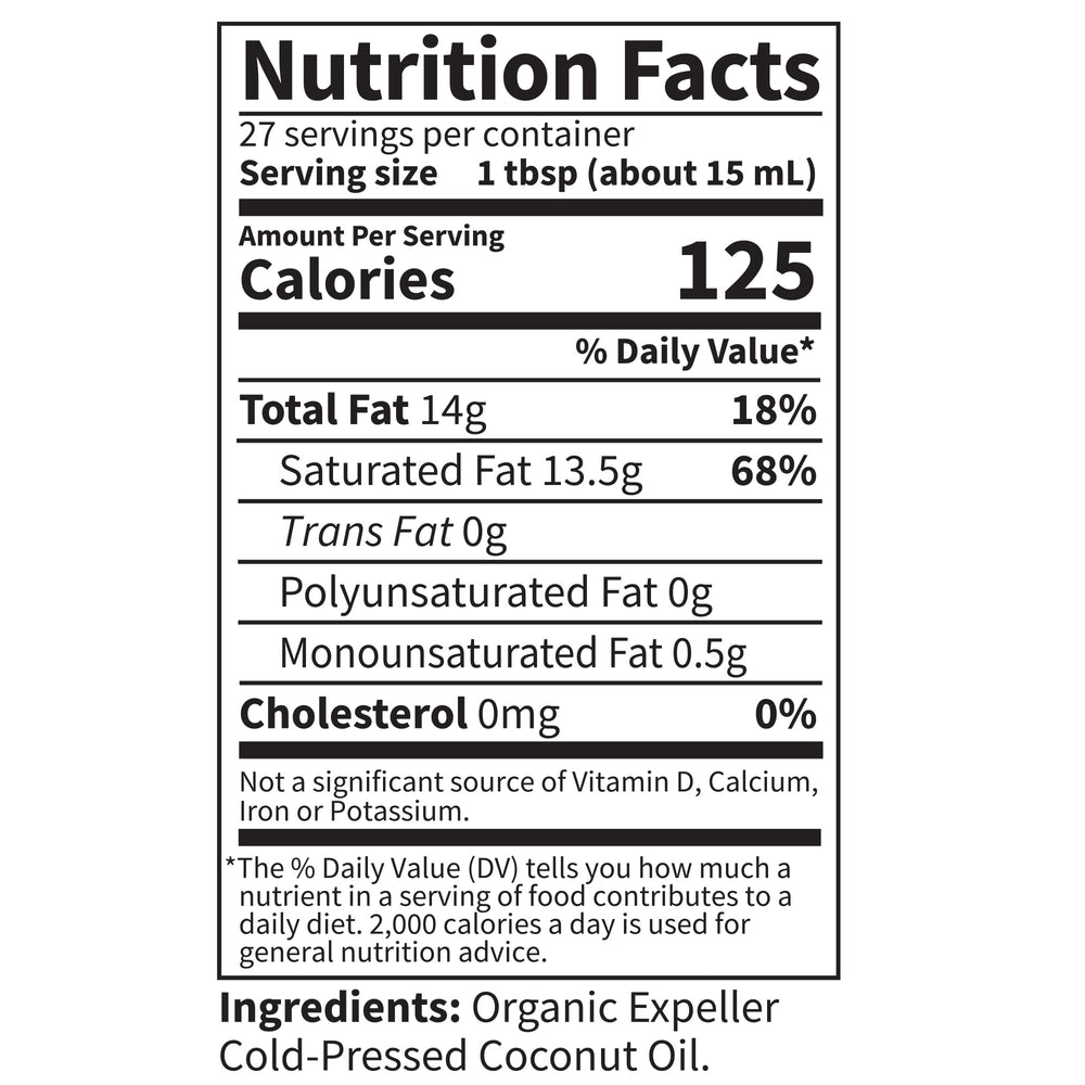 Organic label and certifications on Garden of Life coconut oil bottle.