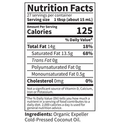 Organic label and certifications on Garden of Life coconut oil bottle.