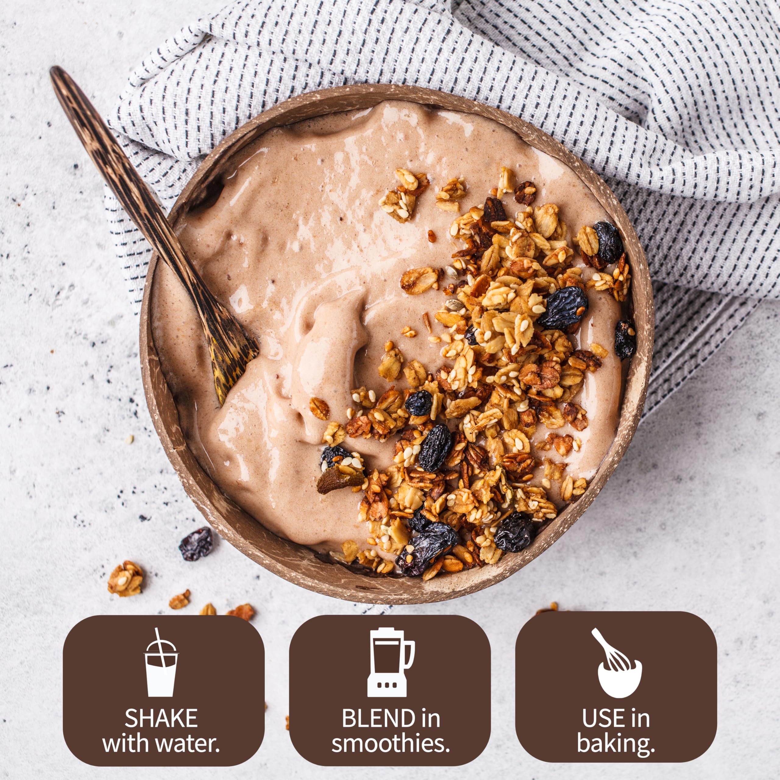 Garden of Life Raw Organic Meal Shake chocolate baking-use overview shows easy incorporation.