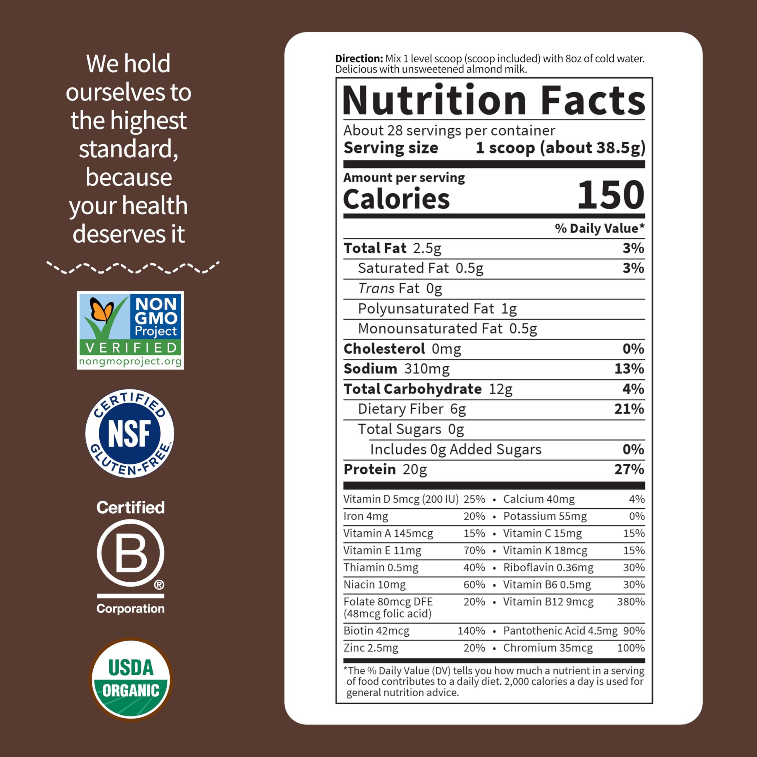 Garden of Life Raw Organic Meal Shake chocolate smoothie blending demonstrates versatile use in drinks.